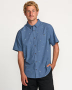 All Day Jacquard Short Sleeve Shirt - Deep Blue