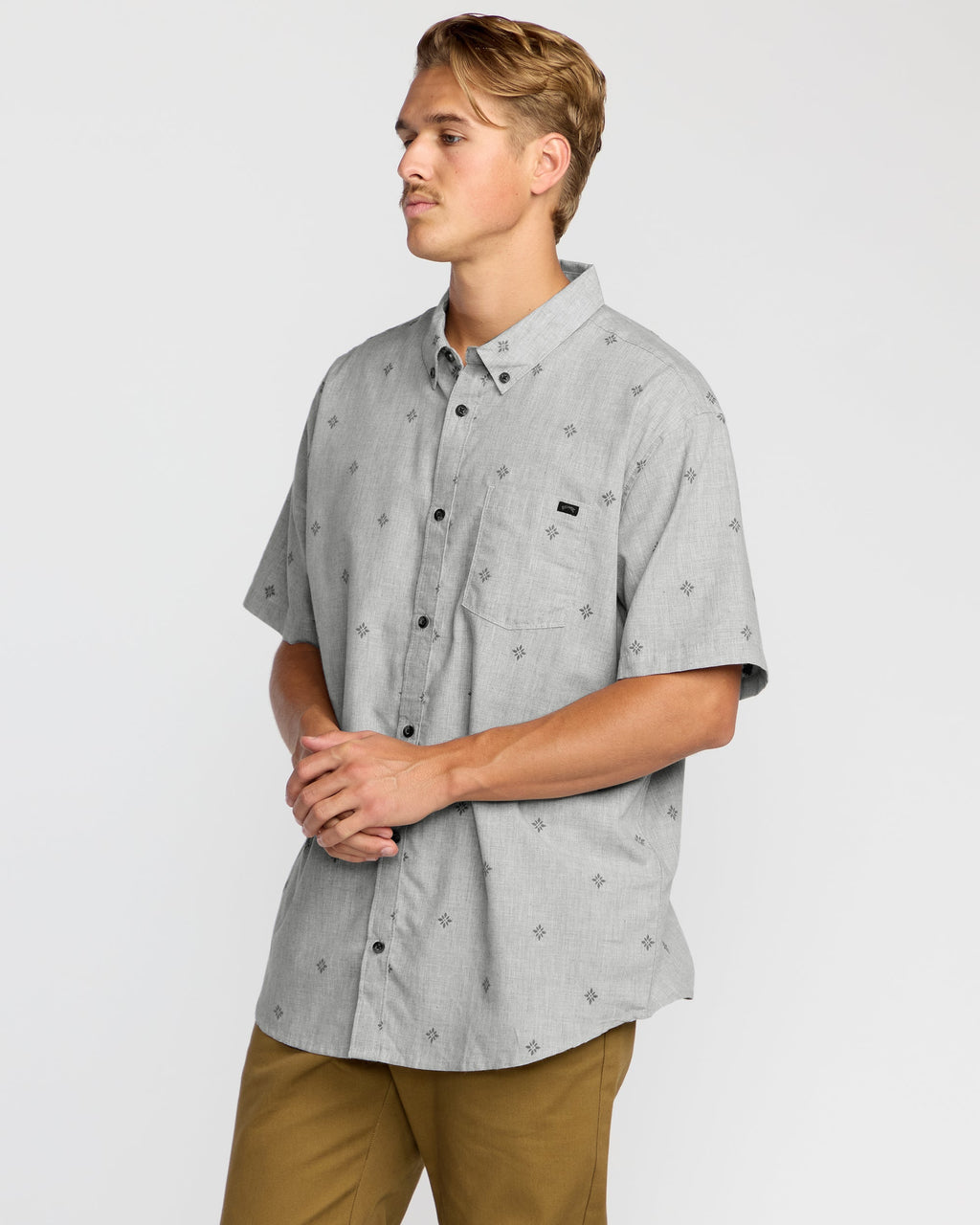 All Day Jacquard Short Sleeve Shirt - Silver