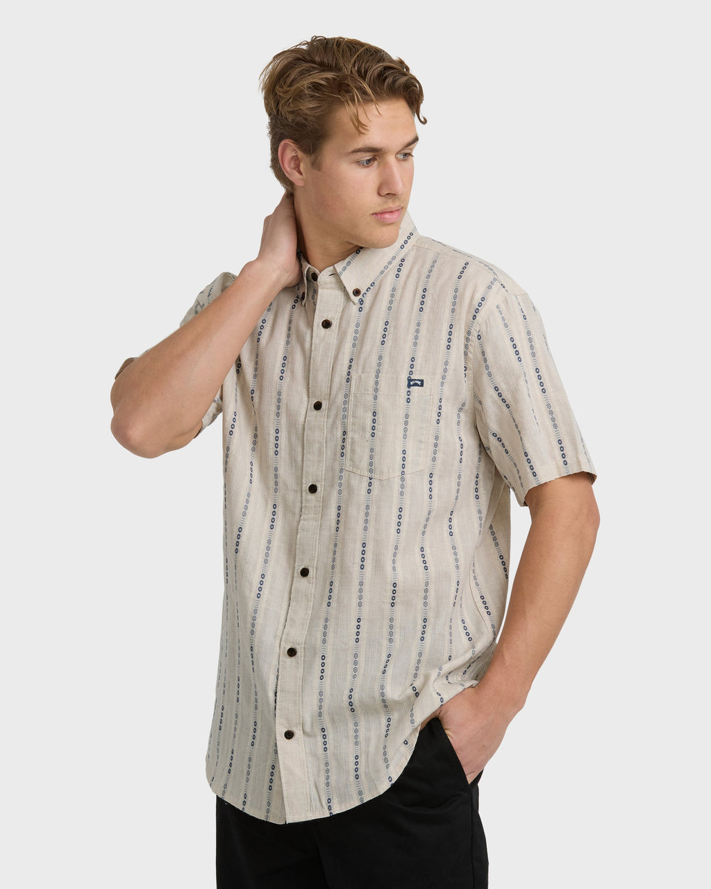 All Day Jacquard Short Sleeve Shirt - Stone