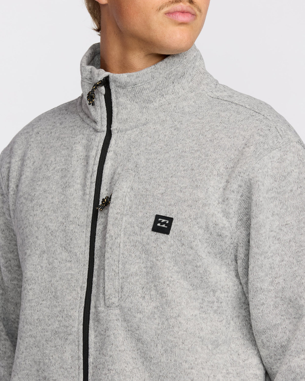 Boundary Mock Neck Zip Sweatshirt - Grey Htr