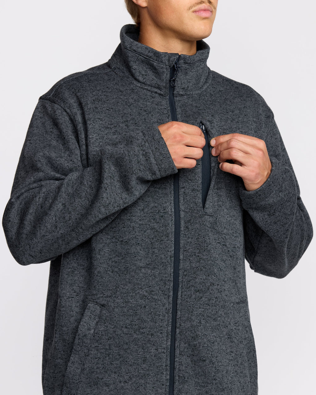 Boundary Mock Neck Zip Sweatshirt - Navy