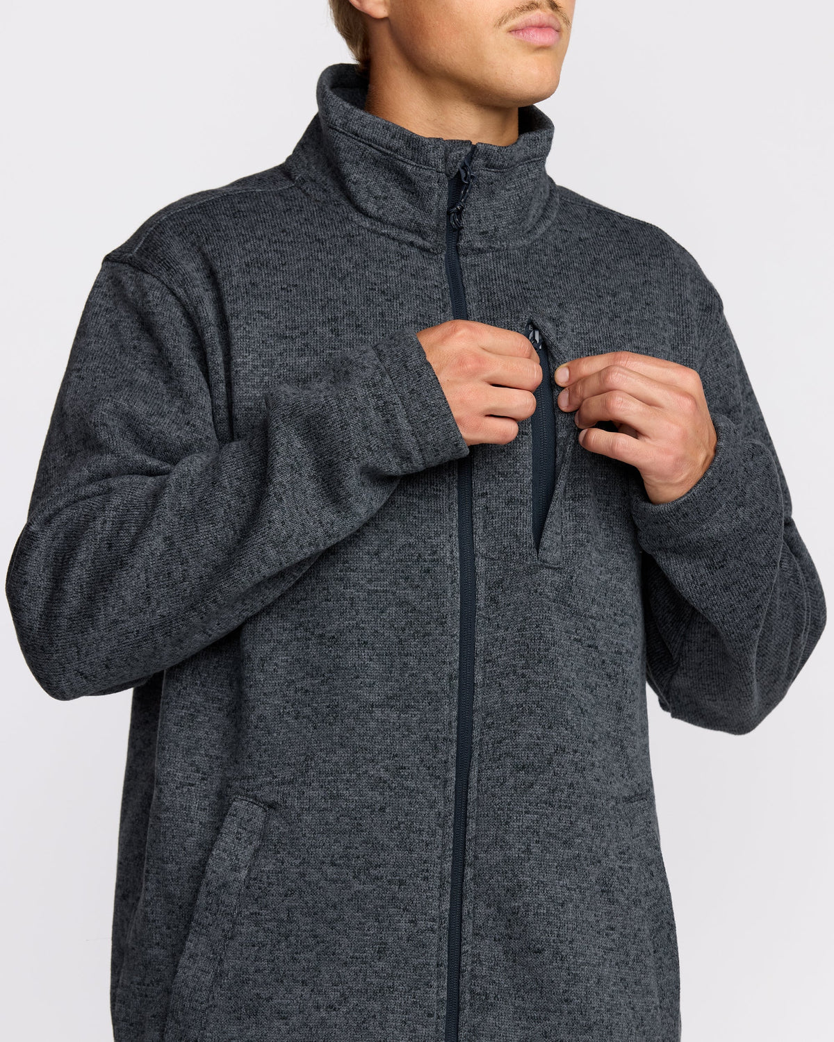 Boundary Mock Neck Zip Sweatshirt - Navy