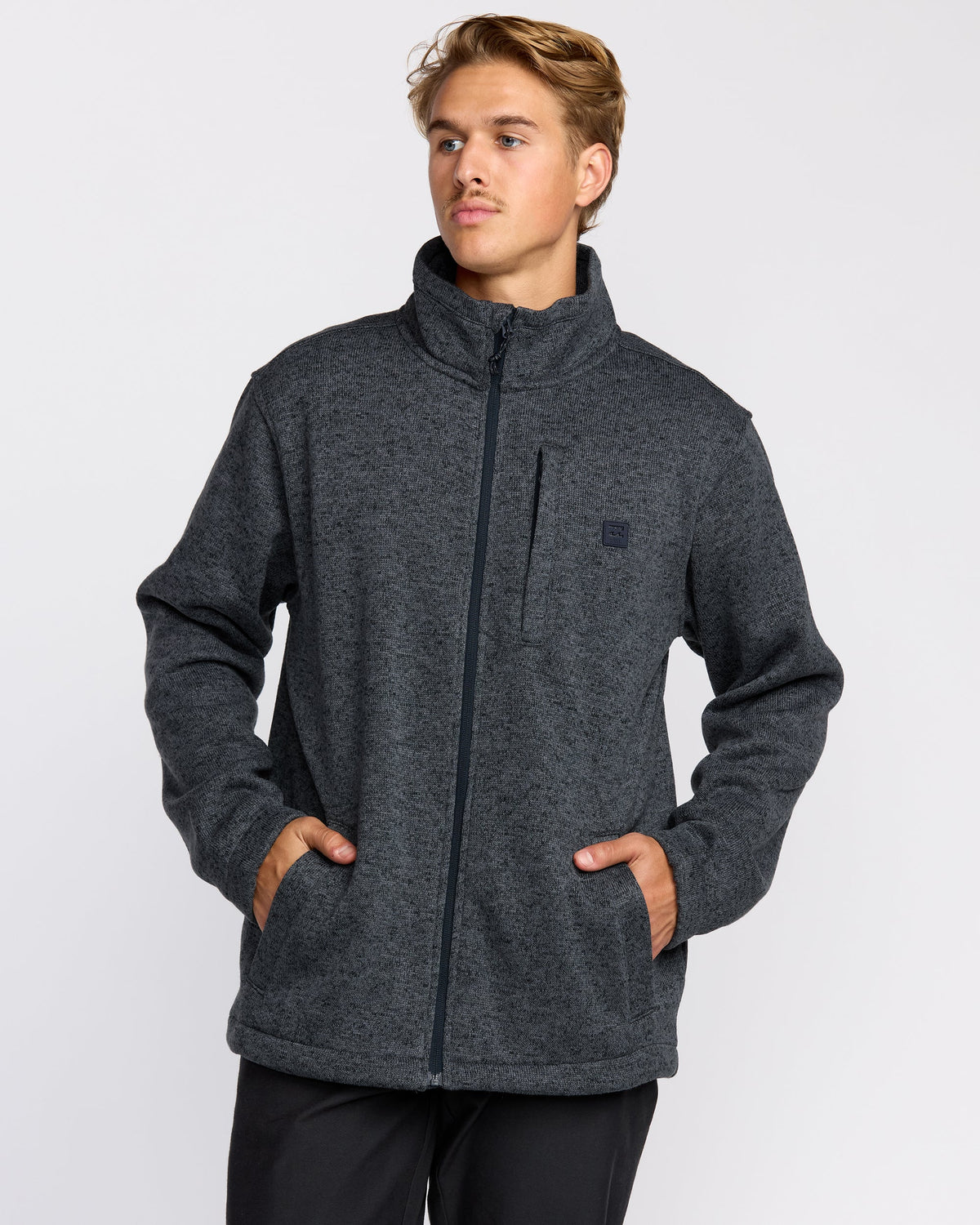 Boundary Mock Neck Zip Sweatshirt - Navy