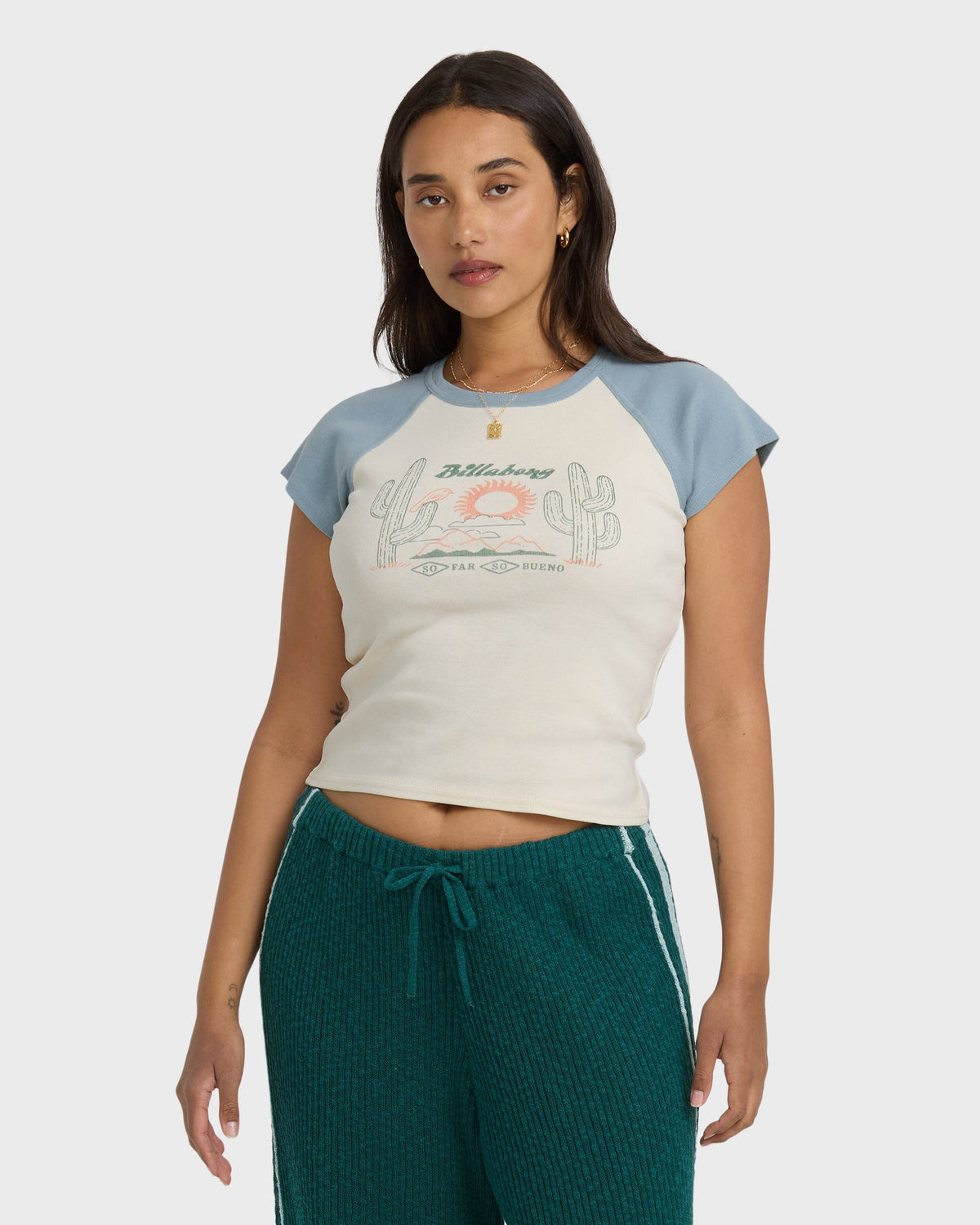 Forever Had Short Sleeve Raglan Tee - Mineral Blue