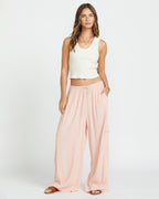 Beach Babe Cargo Elastic Waist Pants - Dusty Peach