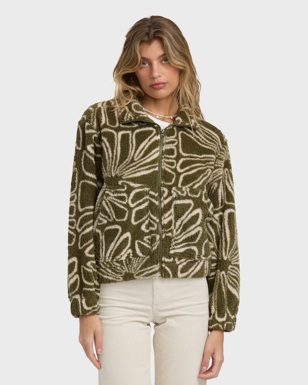First Light Sherpa Front Zip Fleece - Martini Olive