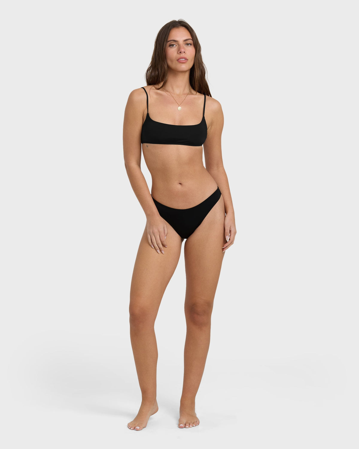 Sol Searcher Jaclyn Crop Bikini Top - Black Pebble