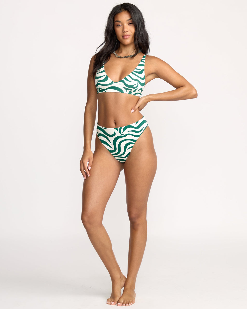 All The Waves Hi Maya Bikini Bottom - Evergreen