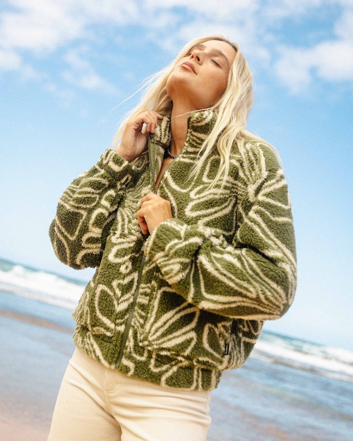 First Light Sherpa Front Zip Fleece - Martini Olive