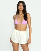Road Trippin Elastic Waist Shorts - Salt Crystal